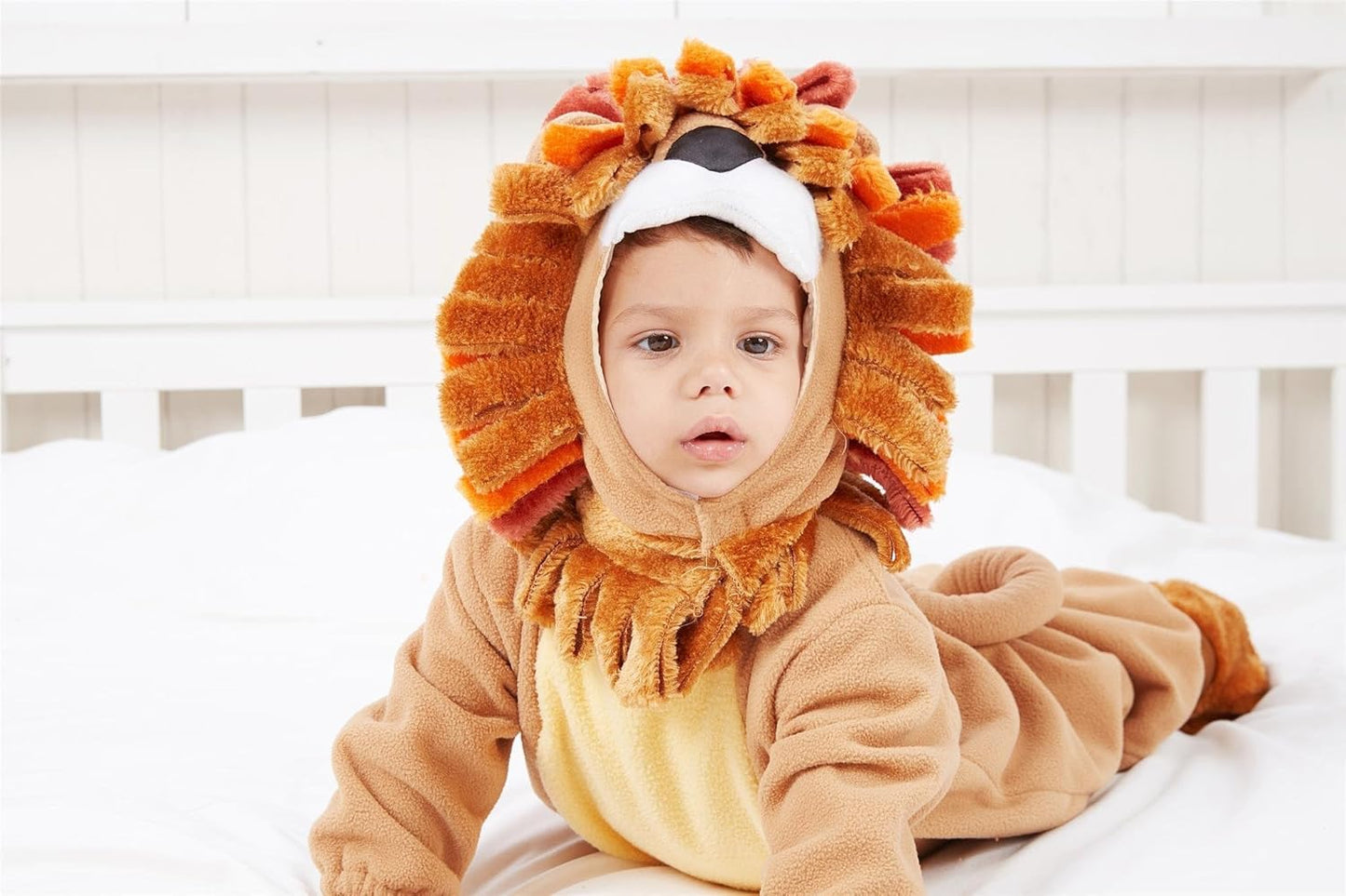 Toddler Lion Costume with Toy Zebra for Halloween Dress-Up Party