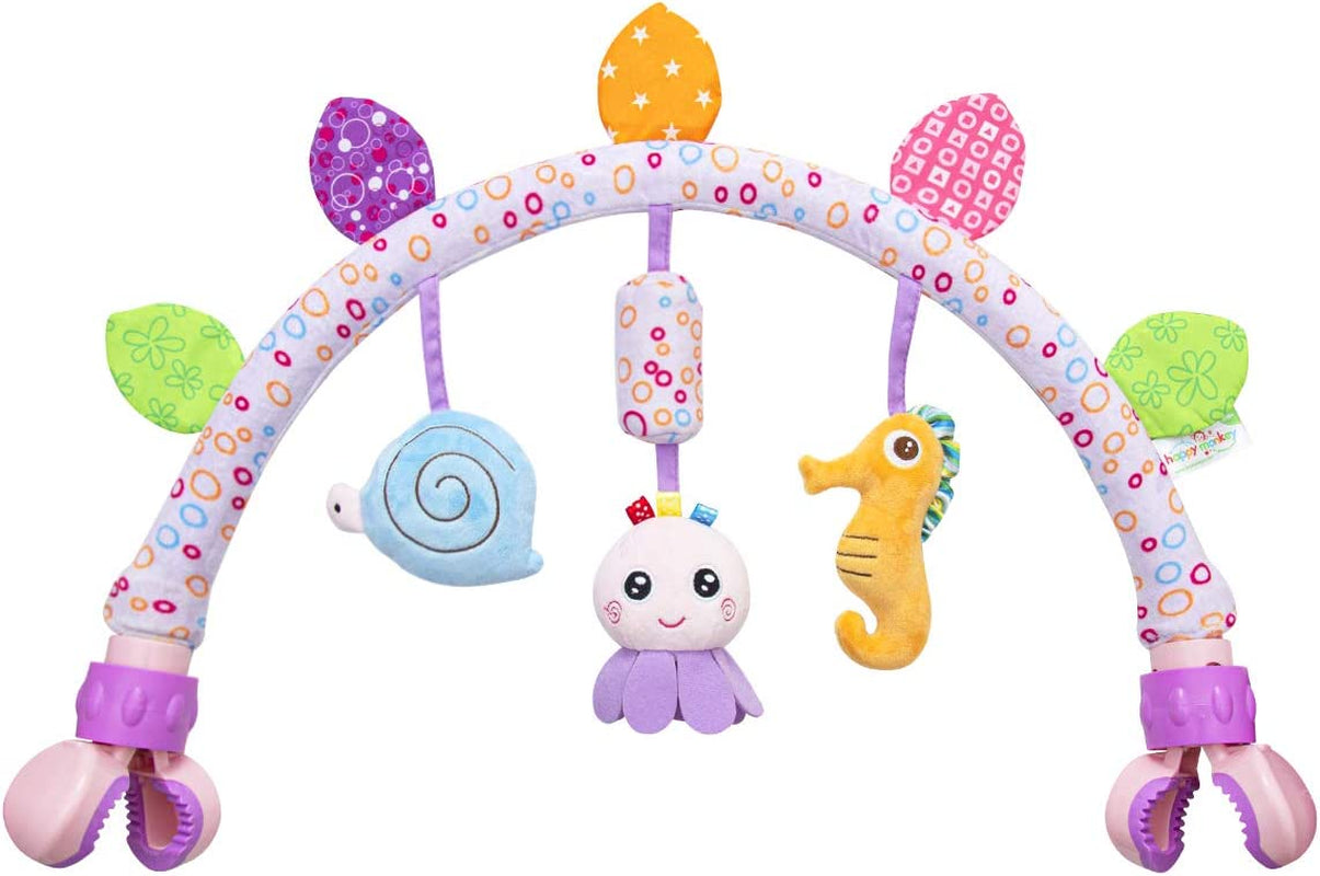 Travel Arch Bassinet Toy Bar for Infants - Versatile Hanging Activity Toys for Strollers, Cribs, and Prams in Purple
