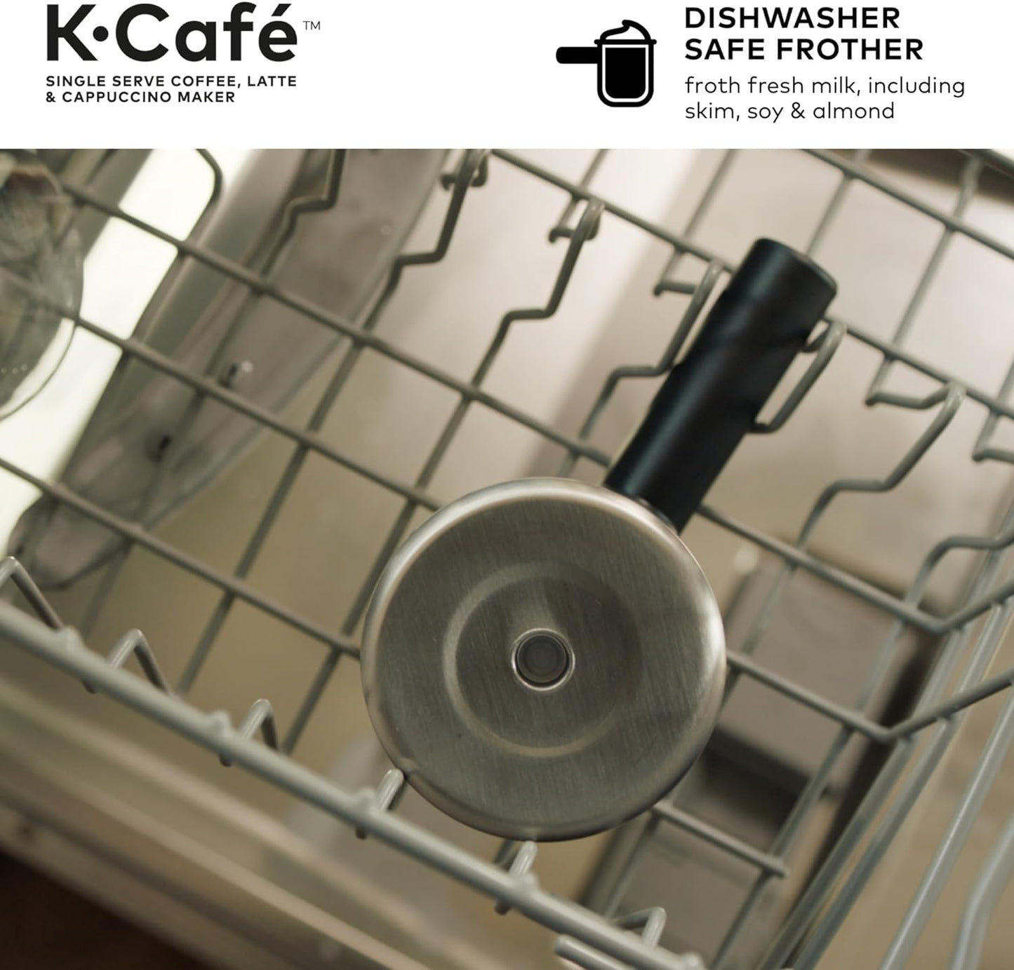 K-Cafe Single-Serve K-Cup Coffee Maker, Latte Maker and Cappuccino Maker, Comes with Dishwasher Safe Milk Frother, Coffee Shot Capability, Compatible with All K-Cup Pods, Dark Charcoal