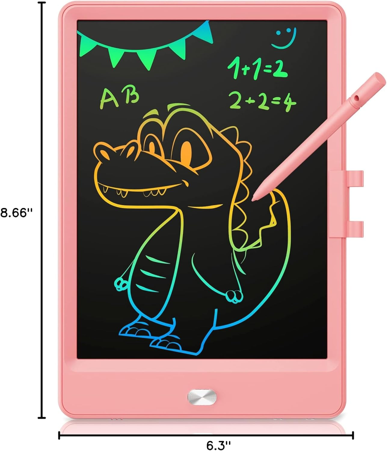 LCD Writing Tablet - 8.5 Inch Reusable Doodle Board for Children Aged 3-8, Educational Electronic Drawing Pad (Pink)