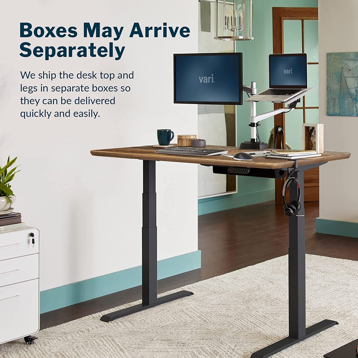 Electric Height Adjustable Standing Desk - Dual Motor with Memory Presets, Stable T-Style Legs - Ideal for Gaming or Home Office Workstation - 60” x 30”, Reclaimed Wood Finish