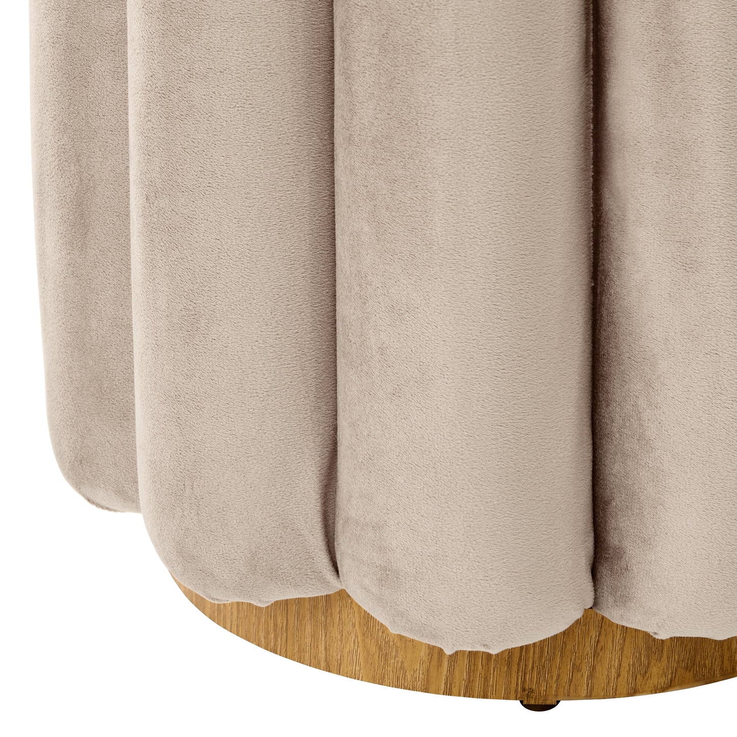 Lillian Beige Velvet Tufted Ottoman