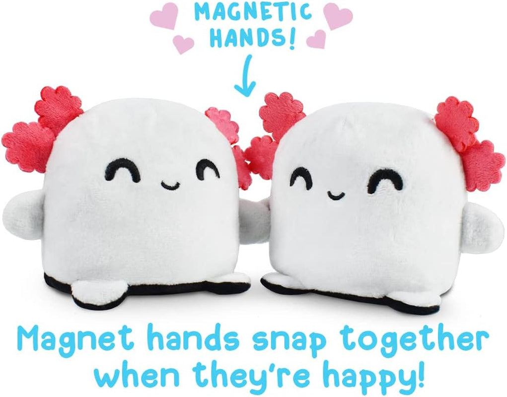 Plushmates Magnetic Reversible Axolotl Plush Toy - Huggable Sensory Fidget Companion for Mood Expression - Perfect Gift for All Ages