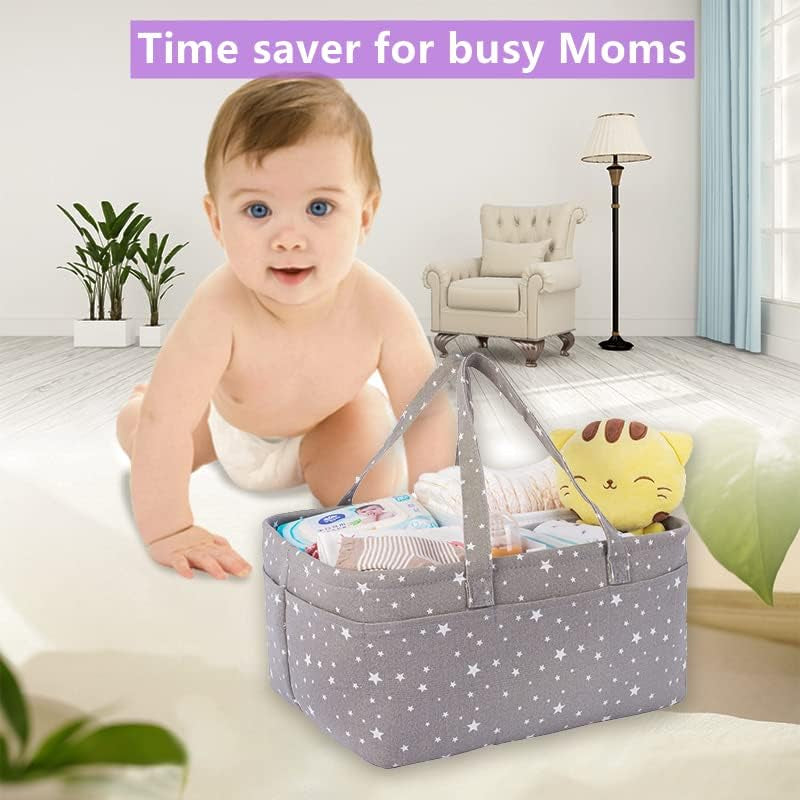 Baby Diaper Caddy Organizer - Portable Large Nursery Storage Basket for Newborn Essentials, Ideal for Changing Tables or Cars, Perfect Baby Shower Gift