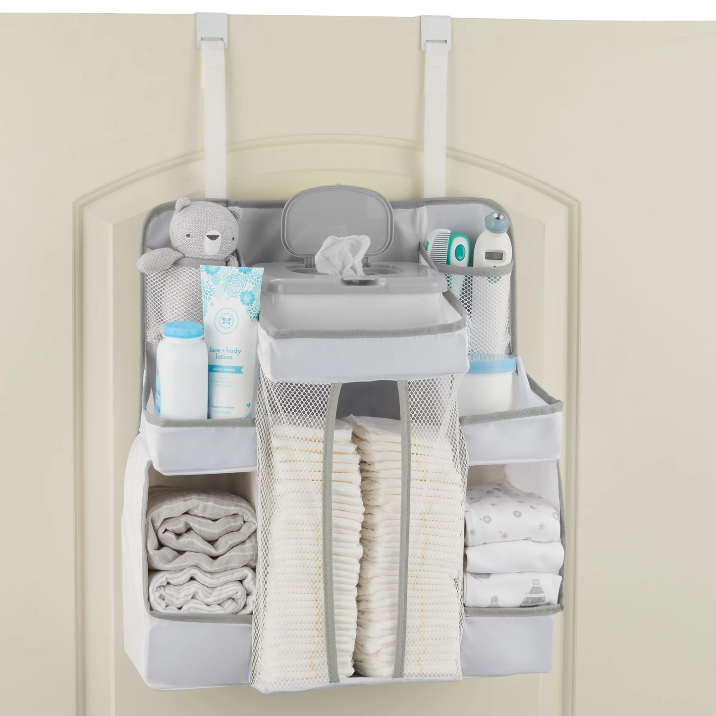 LA Baby Diaper Caddy and Nursery Organizer for Infant Essentials - White