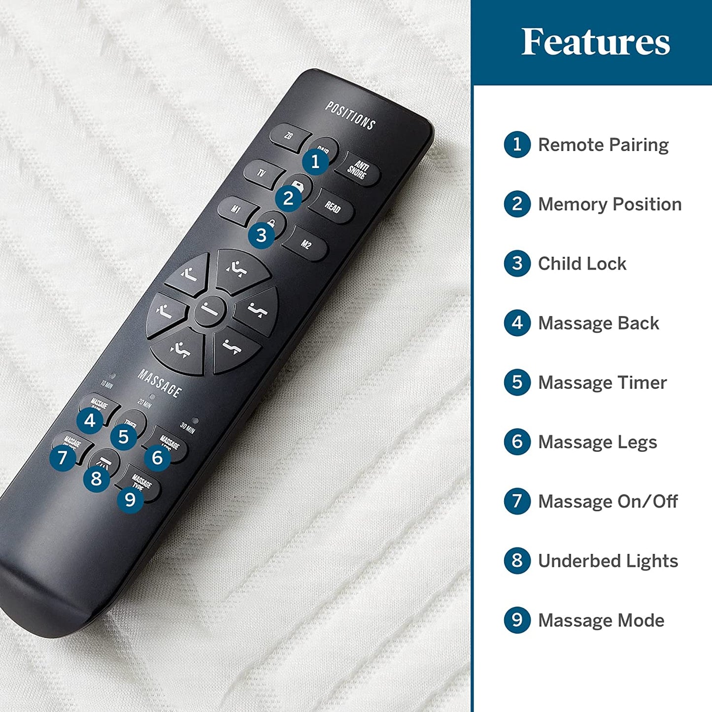 L600 Twin XL Adjustable Bed Base with Zero Gravity Feature, Bluetooth Connectivity, Companion App, Head and Foot Incline, Dual Massage Functionality, Under-Bed Lighting, Wireless Remote Control, and Dual USB Charging Ports