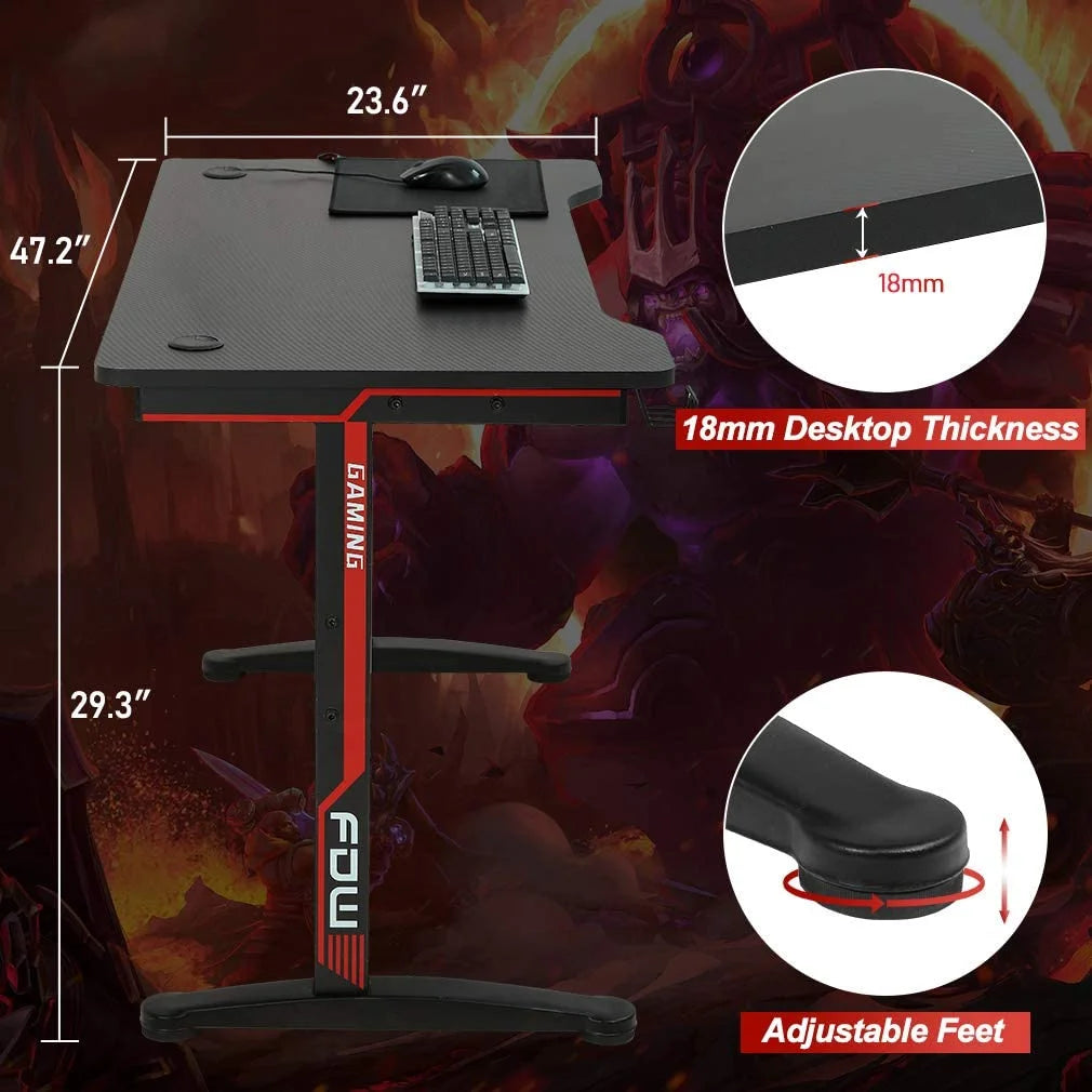 Professional Gaming and Home Office Desk with Integrated Cup Holder and Headphone Hook