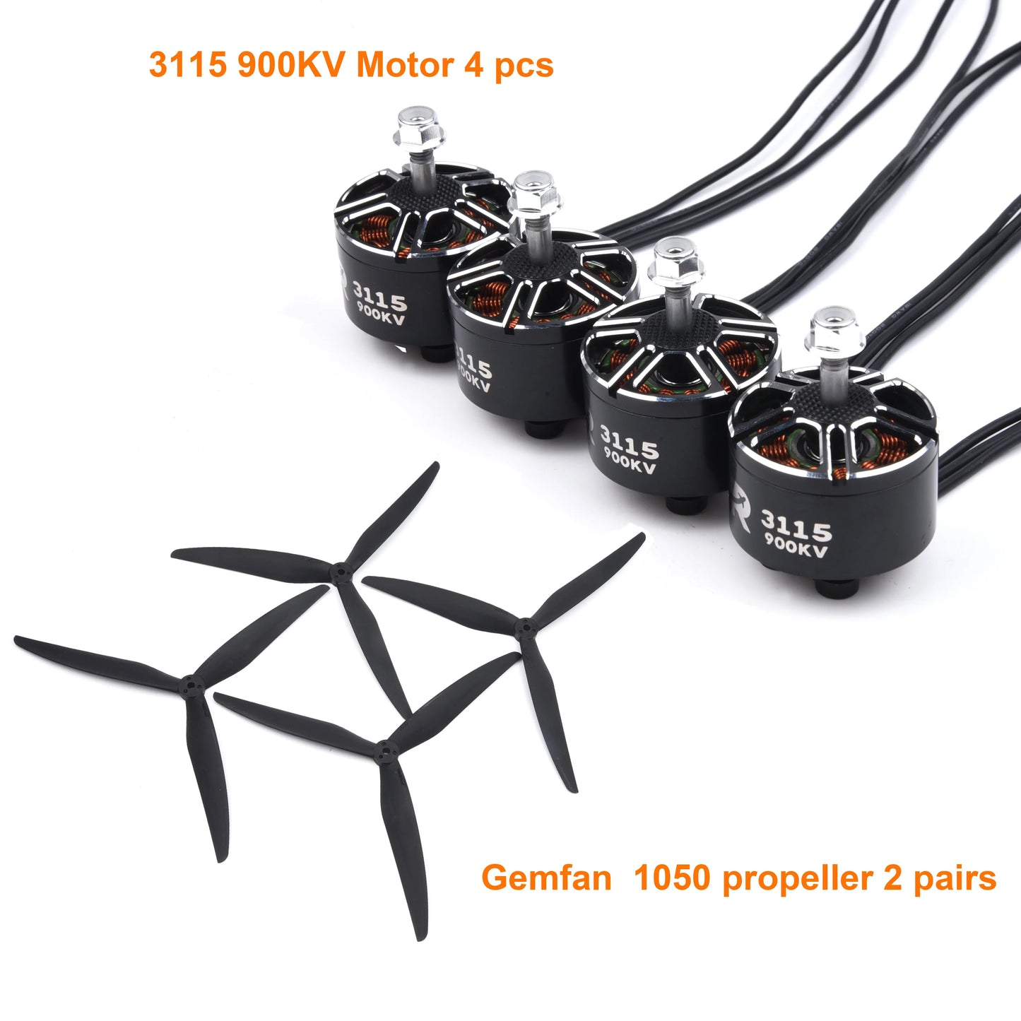 4-Pack of 3115 900KV Brushless Motors for RC Multirotor X-Class FPV Mark4 APEX 10-Inch XL10 Camera Kit Frame (3-6S)