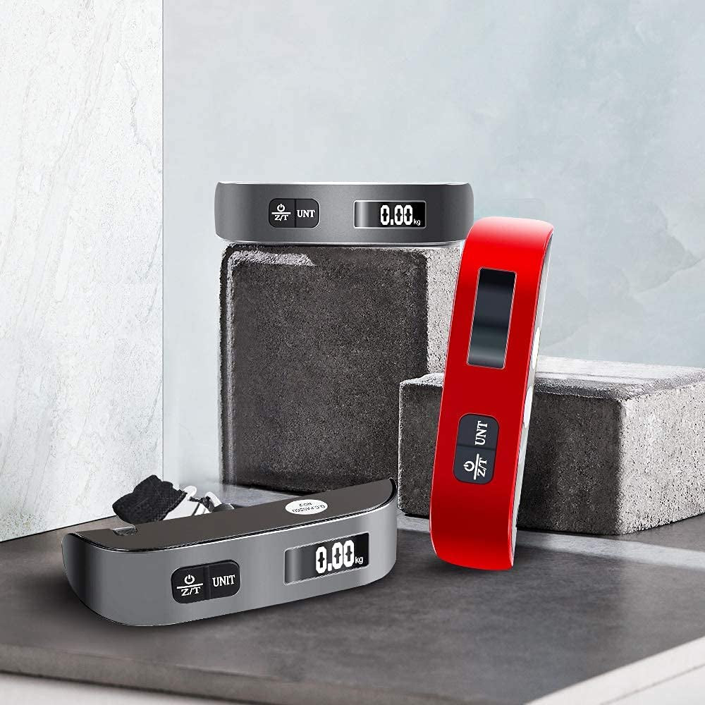 Portable Digital Luggage Scale for Travel - 110 lb Capacity, Rubber Coated Design, Battery Included