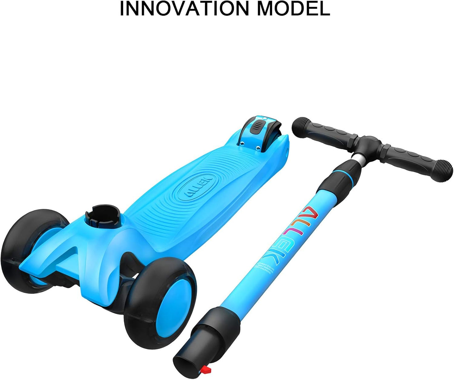 Lean 'N Glide B03 3-Wheeled Kick Scooter for Children Aged 3-12 Years, Adjustable Handlebar, Extra Wide PU Light-Up Wheels, Durable Deck - Aqua Blue
