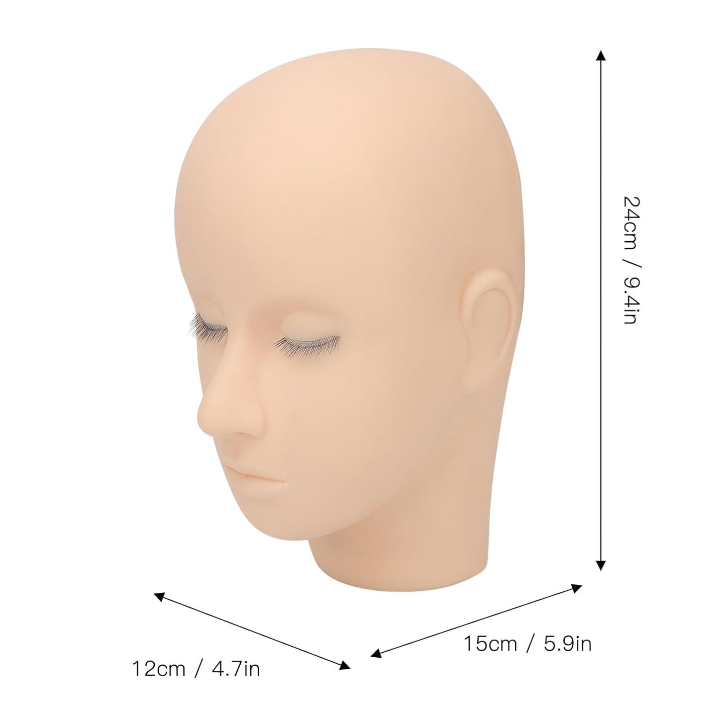 High Simulation Soft Silicone Lash Mannequin Head for Makeup Practice, Eye Shadow, , Eyelash Extension Training, Face Painting, and Massage
