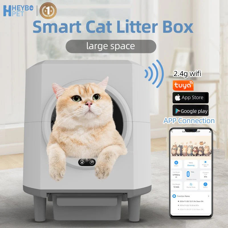 HEYBO Automatic Cat Litter Box Closed — Self-Cleaning & Quiet Operation