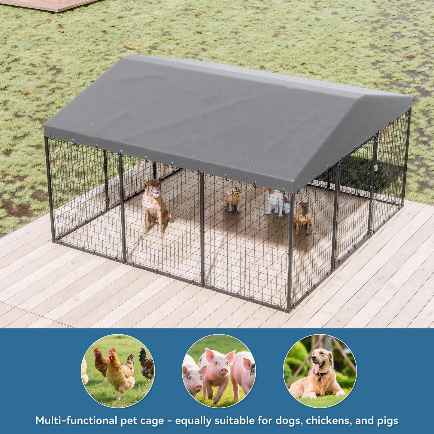 Dog Kennel Outdoor Heavy Duty Chicken Run with Rain Cover