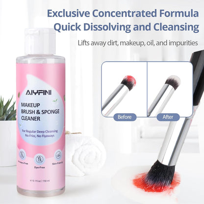 Makeup Cleaning Tool Kit - Electric Makeup Brush Cleaner Machine and Makeup Brush Sponge Cleaner Solution Concentrate, Foldable Silicone Bowl