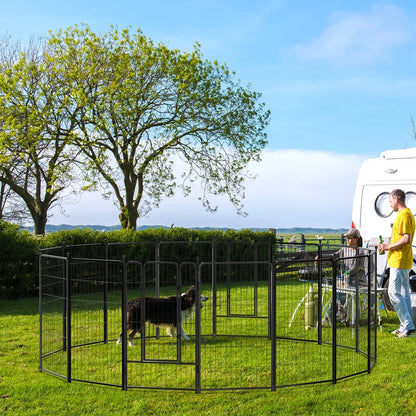 45″ Tall 16 Panels Heavy Duty Metal Dog Playpen for Exercise Outdoor Indoor Fence, Black