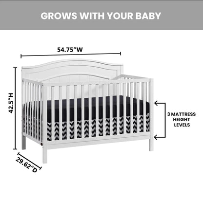 North Bay 4-in-1 Convertible Crib in Snow White - GREENGUARD Gold Certified Wood Construction