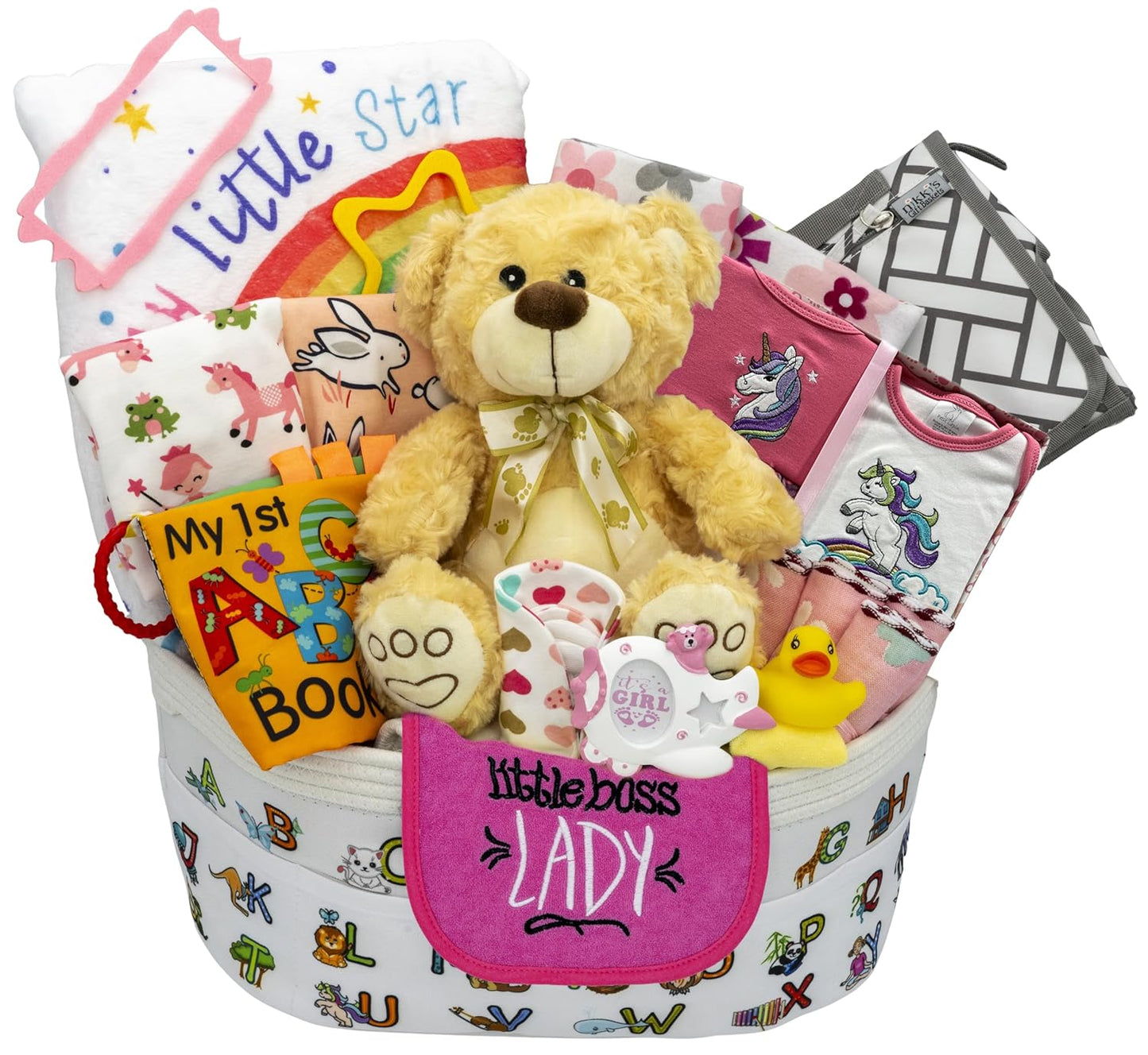 Deluxe 25-Piece Baby Girl Essentials Gift Set for Expecting Parents | Pink Newborn Hamper for Gender Reveal