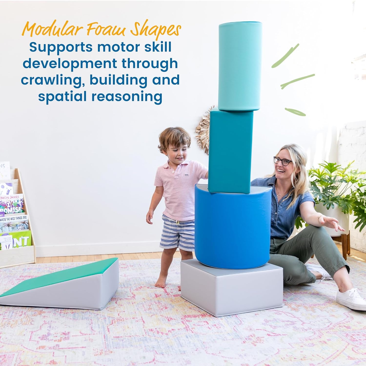 Softzone Contemporary 5-Piece Climbing and Crawling Playset with Building Blocks