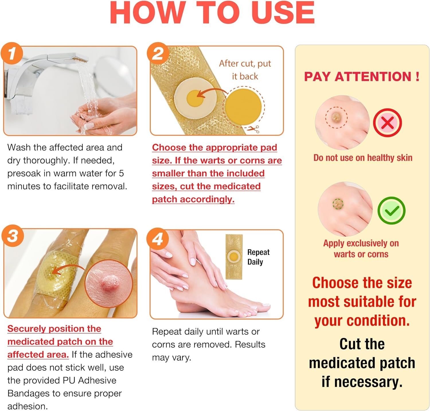 Wart Corn Remover Pads for Feet: 42 Pack 40% Salicylic Acid Extra Strength