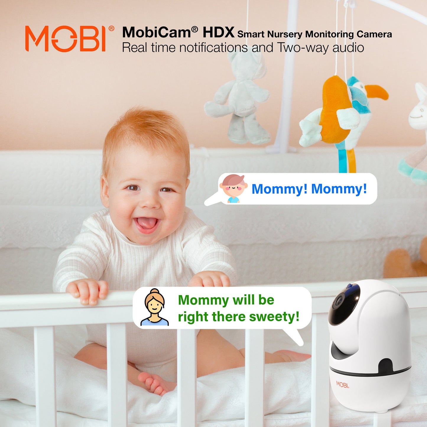 HDX Wi-Fi Pan & Tilt Smart Nursery Camera with Full HD Video, Night Vision, Motion Detection, Two-Way Audio, Remote Viewing, and Recording via Free App