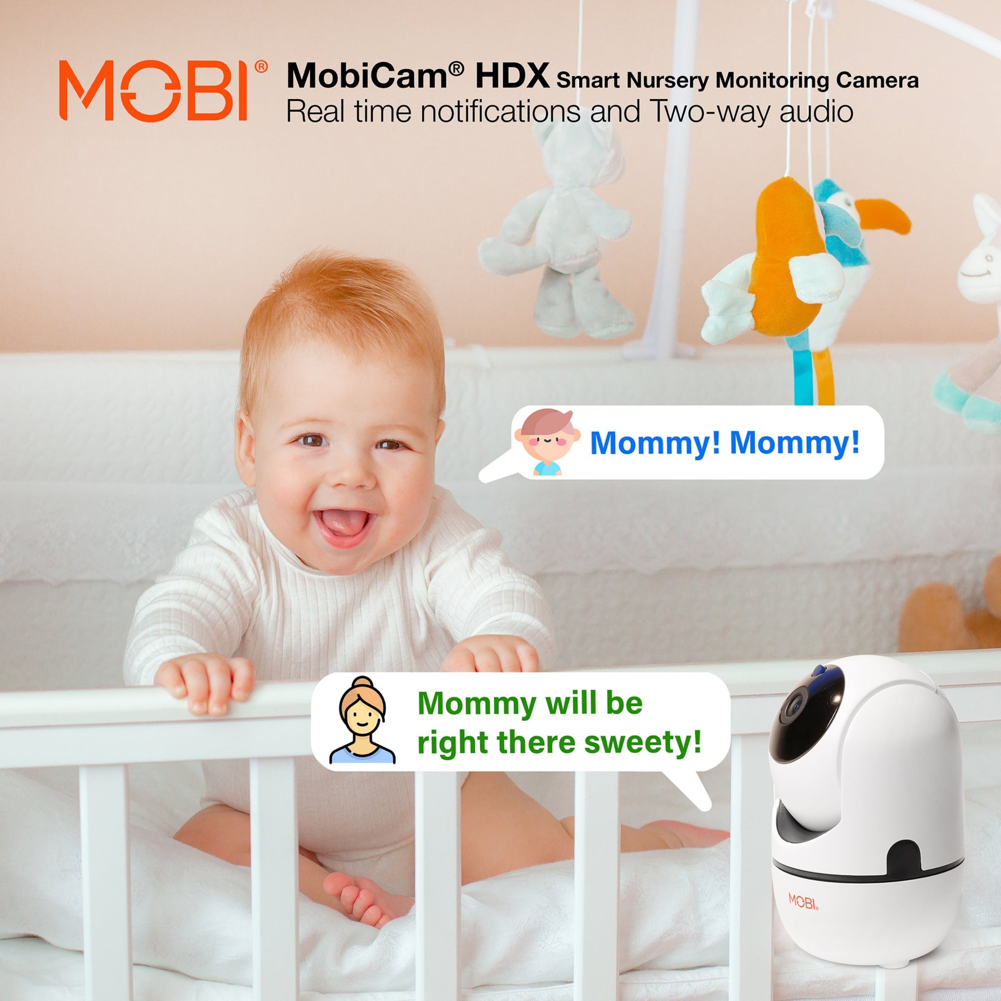 HDX Wi-Fi Pan & Tilt Smart Nursery Camera with Full HD Video, Night Vision, Motion Detection, Two-Way Audio, Remote Viewing, and Recording via Free App