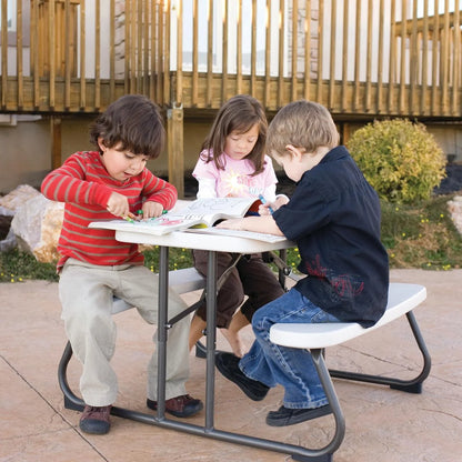 Kid'S Big Stuff Swing Set with Toddler Bucket Swing and Kid'S Almond Picnic Table (91109)