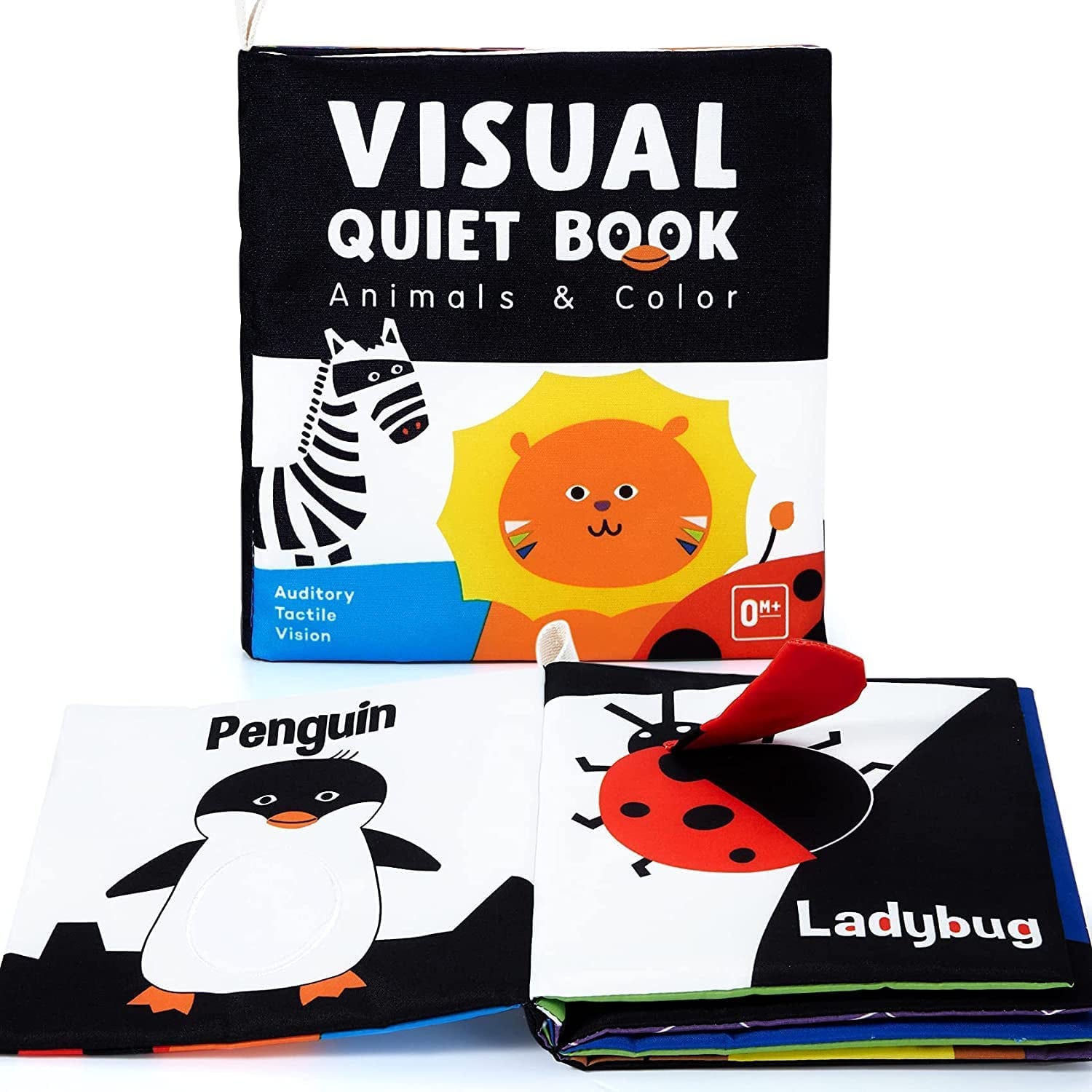 High Contrast Black & White Touch & Feel Crinkle Cloth Books for Infants and Toddlers - Early Educational Stimulation Toys for Boys and Girls, Featuring Animal Themes