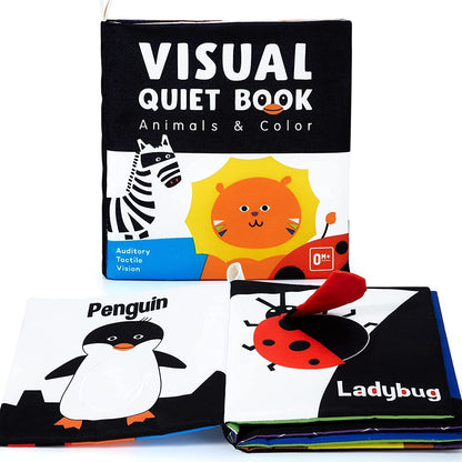 High Contrast Black & White Touch & Feel Crinkle Cloth Books for Infants and Toddlers - Early Educational Stimulation Toys for Boys and Girls, Featuring Animal Themes