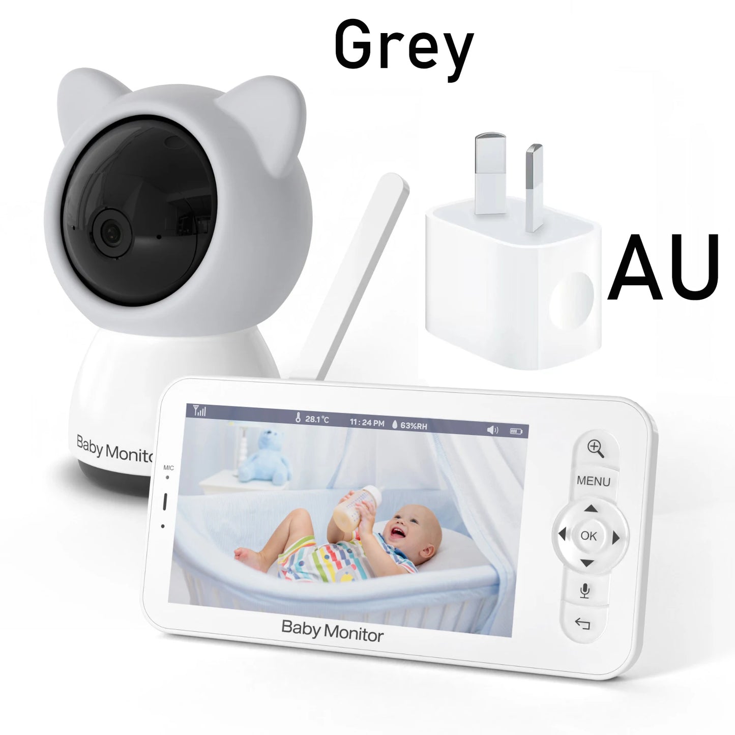 5-Inch 3MP Wireless Baby Monitor with Night Vision, Pan-Tilt-Zoom Functionality, Lullabies, and Environmental Sensors for Temperature and Humidity Monitoring