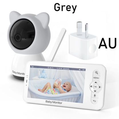 5-Inch 3MP Wireless Baby Monitor with Night Vision, Pan-Tilt-Zoom Functionality, Lullabies, and Environmental Sensors for Temperature and Humidity Monitoring
