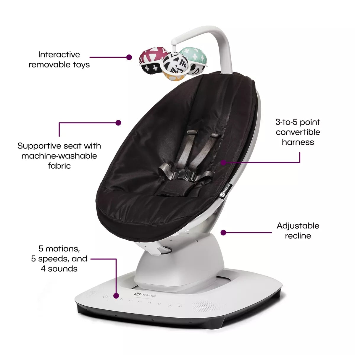 4Moms Mamaroo Multi-Motion Baby Swing with Enhanced Smart Connectivity