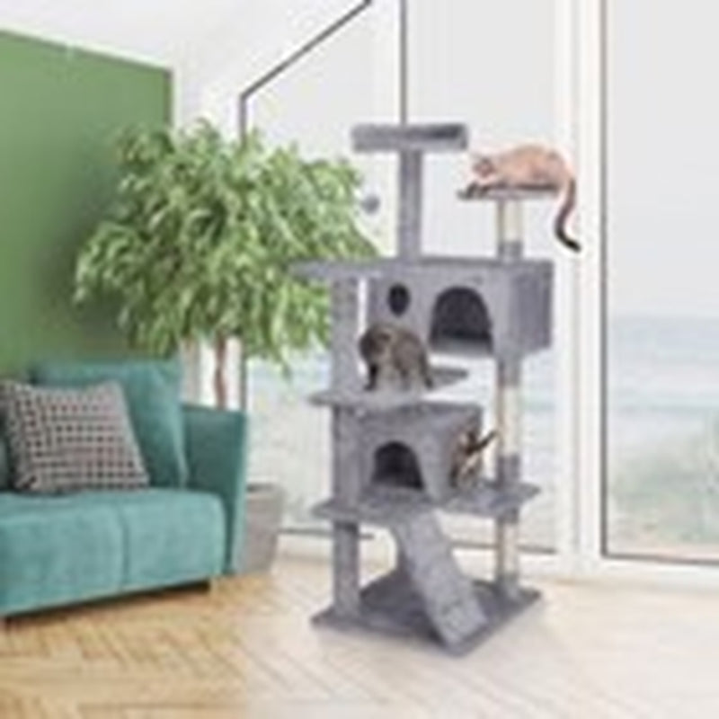 55-Inch Multi-Level Cat Tree Tower Activity Center with Condo - Available in 6 Colors