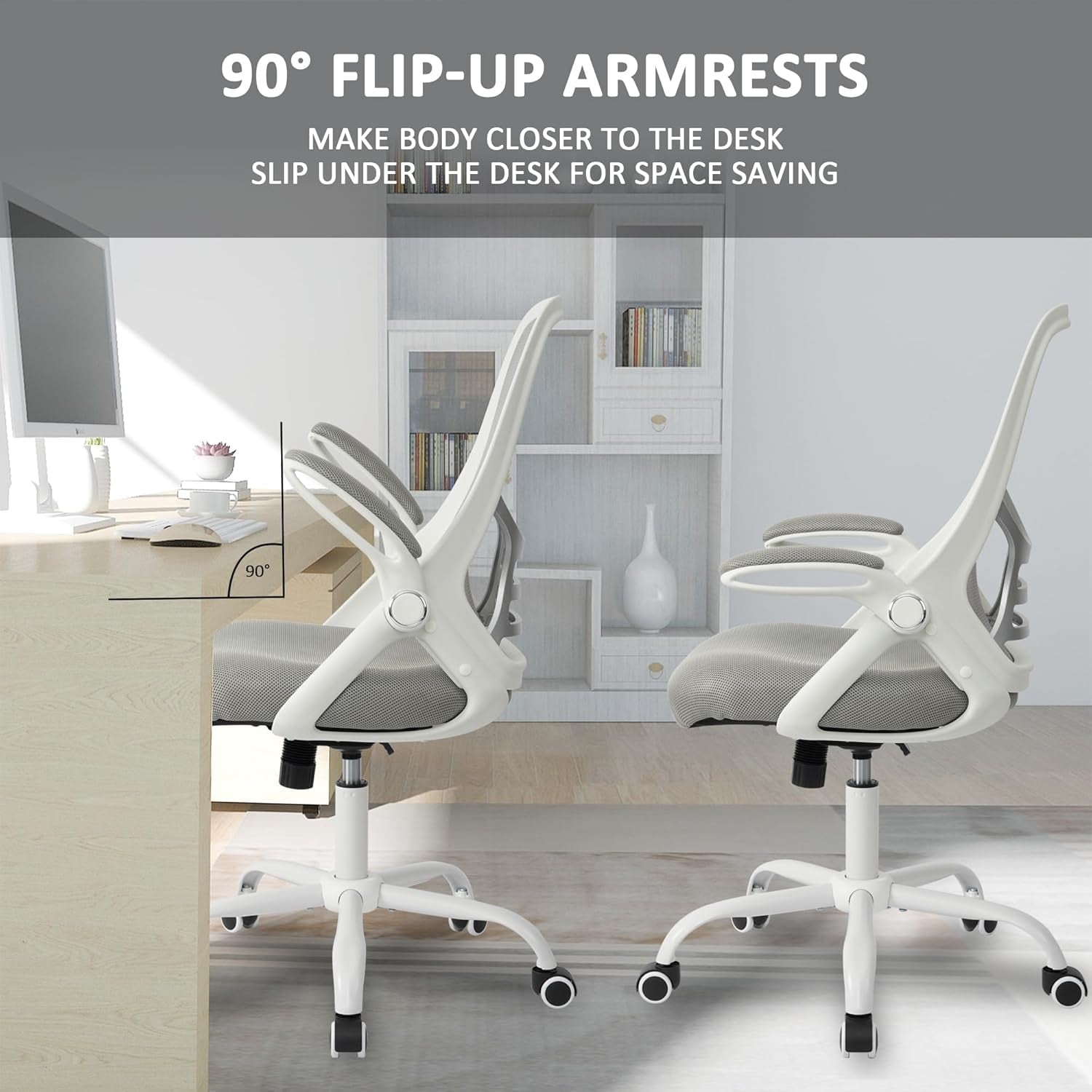 Ergonomic Mesh Executive Office Chair with Adjustable Armrests for Home and Professional Use (Grey)