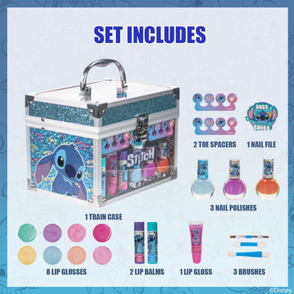 Stitch Kids Makeup Kit Train Case Beauty Set, Washable Play Makeup Set for Kids’ Party Favors