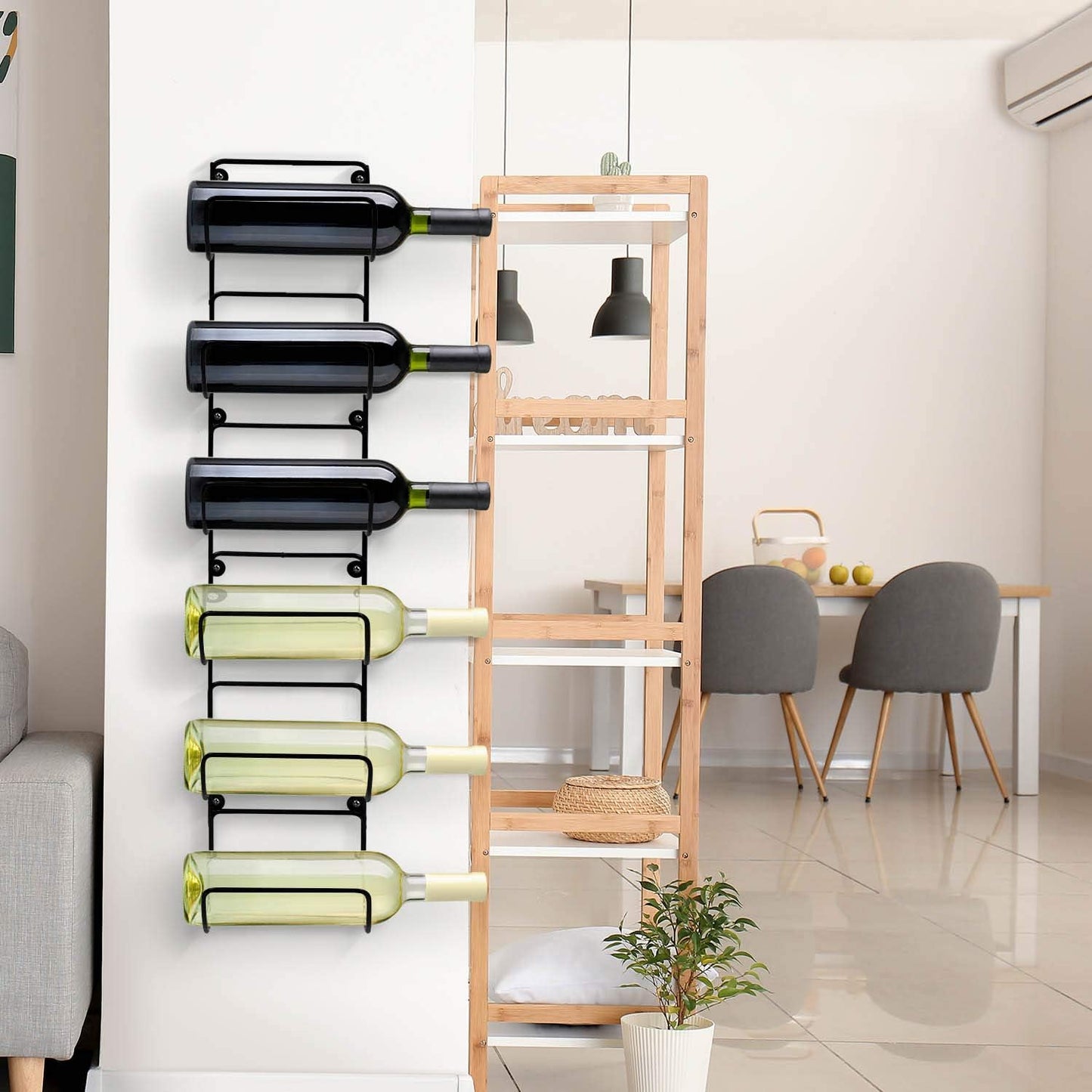 Wall-Mounted Towel Rack - Black Metal Bathroom Organizer with 6 Compartments for Towel Storage, Ideal for Gym, Spa, RV, and Kitchen Use