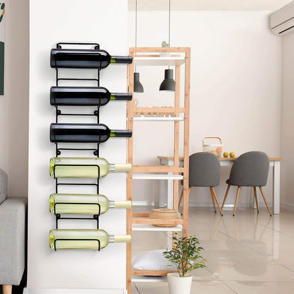 Wall-Mounted Towel Rack - Black Metal Bathroom Organizer with 6 Compartments for Towel Storage, Ideal for Gym, Spa, RV, and Kitchen Use