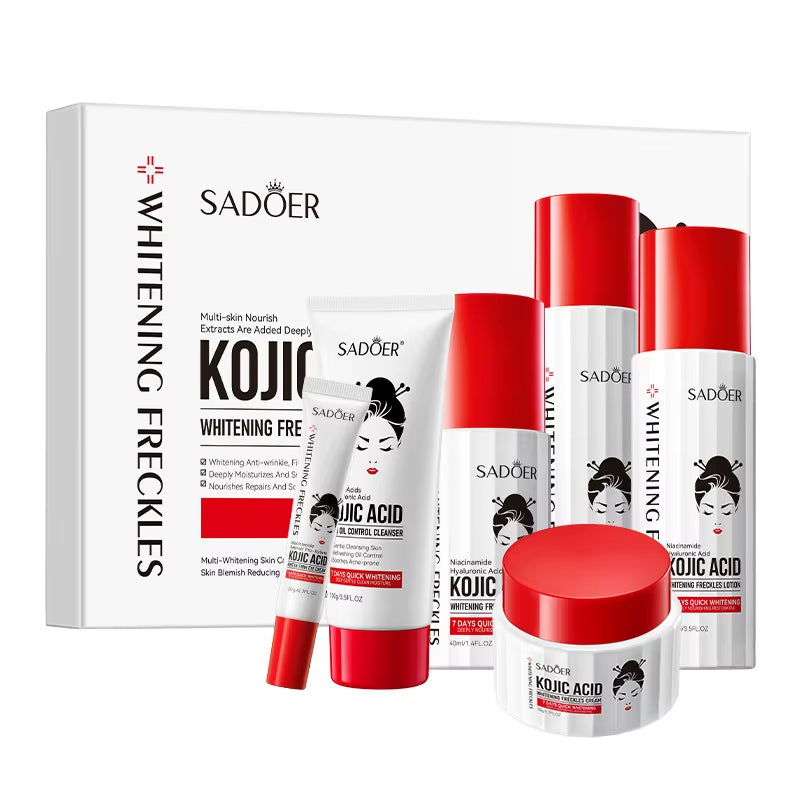 Kojic Acid Whitening Skin Care Set Cleanser Toner Serum Eye Cream Face Cream Face Whitening Anti-Aging Wrinkle Skin Care