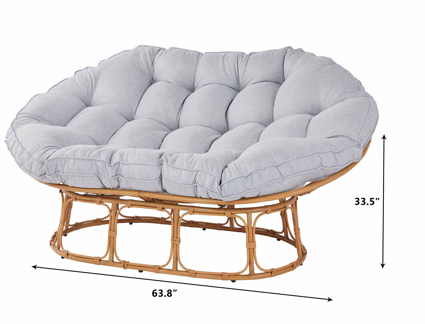 Double Papasan Accent Chair in Grey Linen