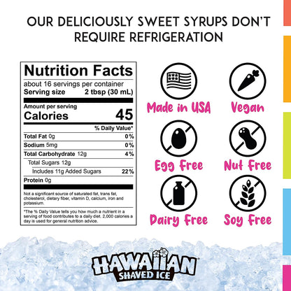 Syrup Assortment, 3 - 16Oz Bottles of the Most Popular Flavors: Cherry, Grape, Blue Raspberry. Perfect for Shaved Ice, Snow Cones, Sodas, Ice Pops, and Slushies. Allergy-Friendly