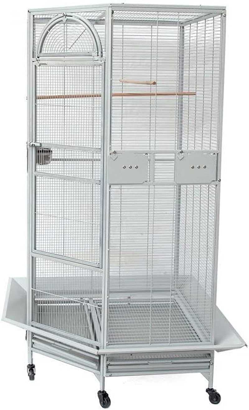 Extra Large Corner Flight Bird Rolling Cage for Cockatiel Aviary Canary Parakeet Budgies Parrot with Metal Seed Skirts