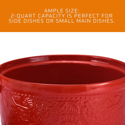 Ceramic Casserole Dish - Baking Dish Bowl Oven Safe with Lid and Handles - Covered Glass Cookware Essential for Kitchen - for Baking Dessert and Brownies, Soup - round Bakeware for Serving Dishes