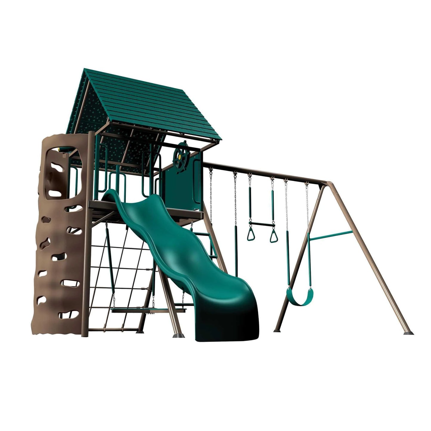 Kid'S Big Stuff Swing Set with Toddler Bucket Swing and Kid'S Almond Picnic Table (91109)
