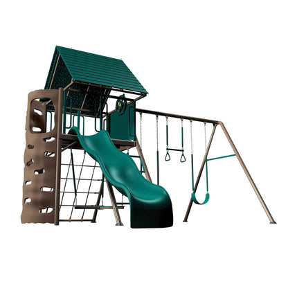 Kid'S Big Stuff Swing Set with Toddler Bucket Swing and Kid'S Almond Picnic Table (91109)