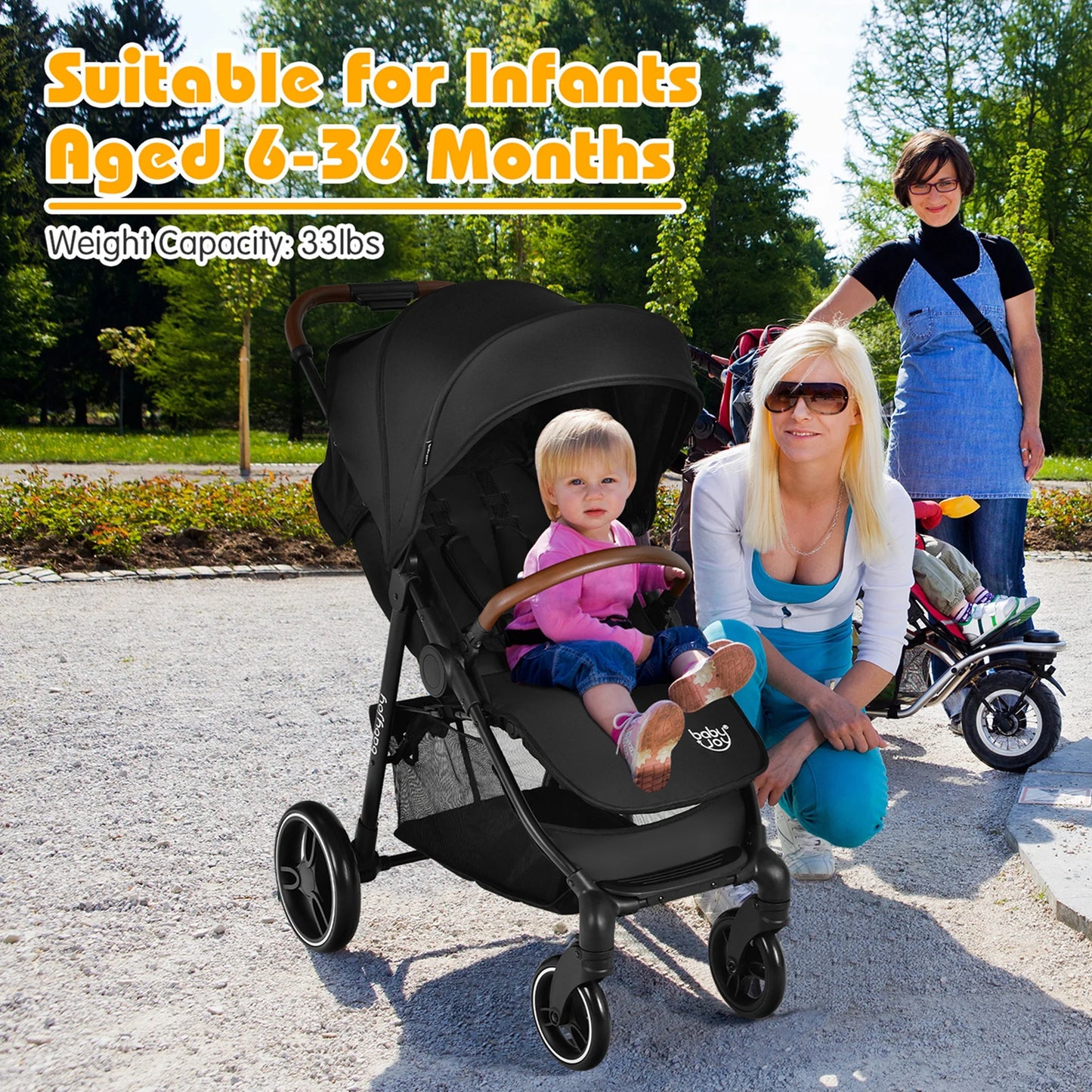 Premium High Landscape Baby Stroller with Expandable Canopy and Footmuff for Infants and Toddlers (0-3 Years), Lightweight Design, Black