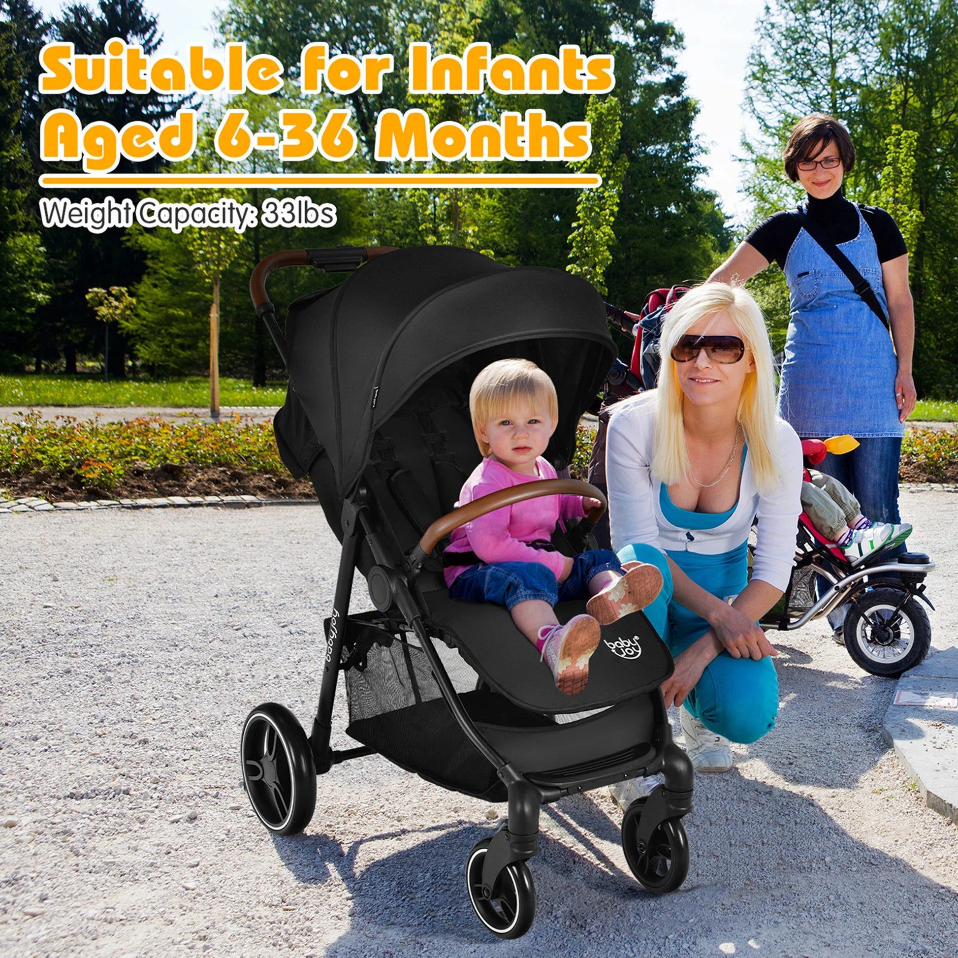 Premium High Landscape Baby Stroller with Expandable Canopy and Footmuff for Infants and Toddlers (0-3 Years), Lightweight Design, Black