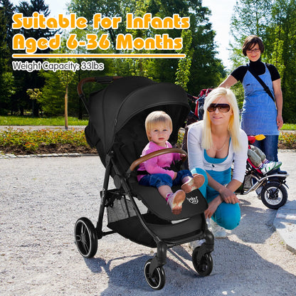 Premium High Landscape Baby Stroller with Expandable Canopy and Footmuff for Infants and Toddlers (0-3 Years), Lightweight Design, Black