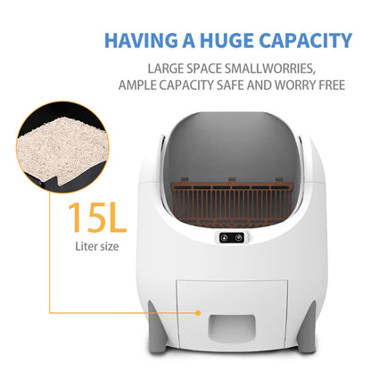 HEYBO Smart Automatic Cat Litter Box - App-Controlled with Large Capacity