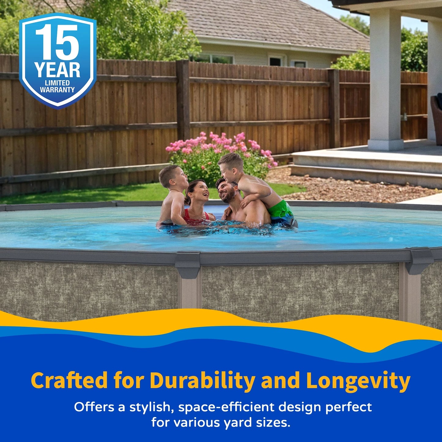 Riviera 27-Foot Round Metal Wall Swimming Pool Package with 54-Inch Depth and 8-Inch Top Rail