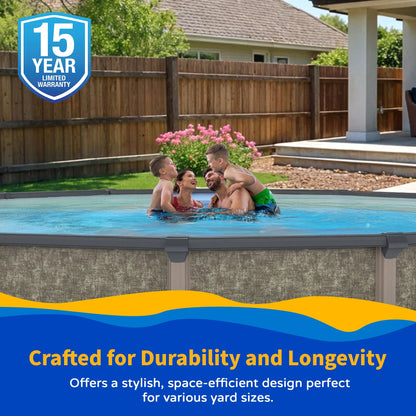 Riviera 27-Foot Round Metal Wall Swimming Pool Package with 54-Inch Depth and 8-Inch Top Rail