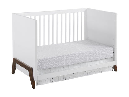 Mari Modern 3-in-1 Convertible Crib Island in White and Walnut Finish